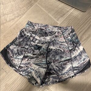 lululemon athletica Gray and Black Patterned Athletic Shorts